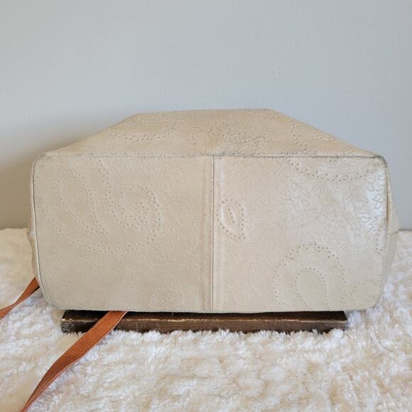 Borse in Pelle Genuine Leather Satchel Crossbody Purse in Cream - Picture 7 of 13